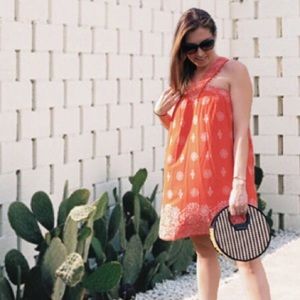Orange and white print loft dress